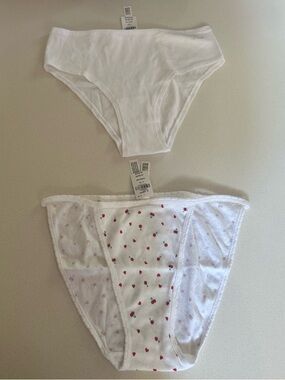 NWT Victoria’s Secret Panty Set Cotton White Cherry Bikini High Leg Size Large